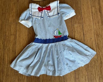 vintage nautical sailor toddler dress 5T