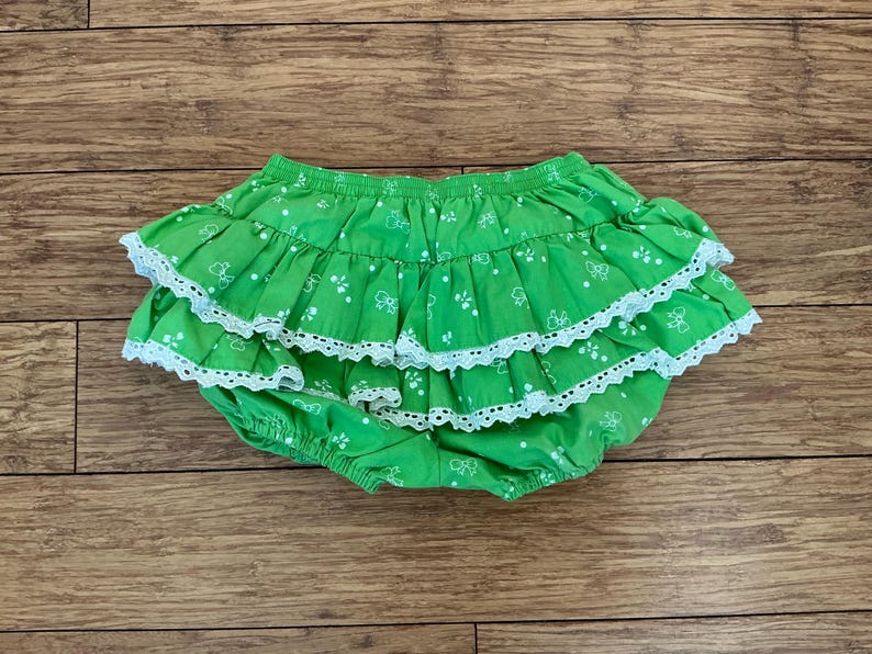 Vintage Baby Girl Ruffle Bloomer Green With Bows Tagged 12 Months - Etsy