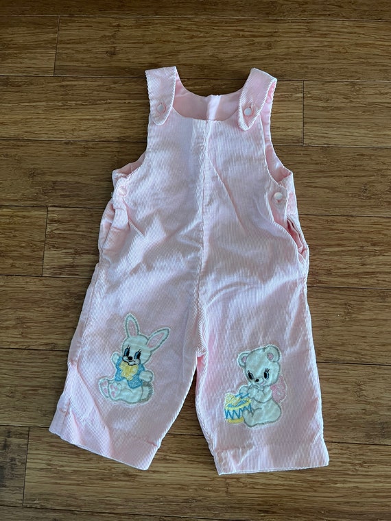 Vintage handmade bubblegum pink corduroy overalls… - image 1