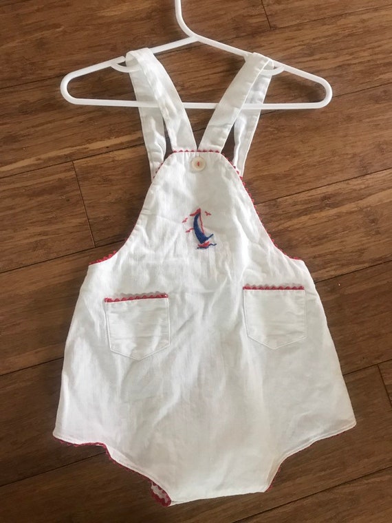 Vintage toddler nautical sunsuit, vintage sailing