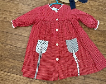 Vintage Cinderella brand red white polkadot dress tagged 6X