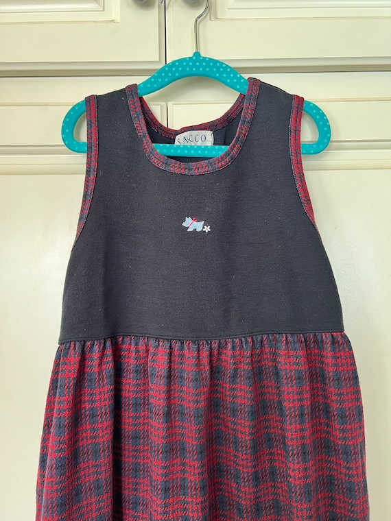 Girls fall knit Scottie dog tartan dress - image 2