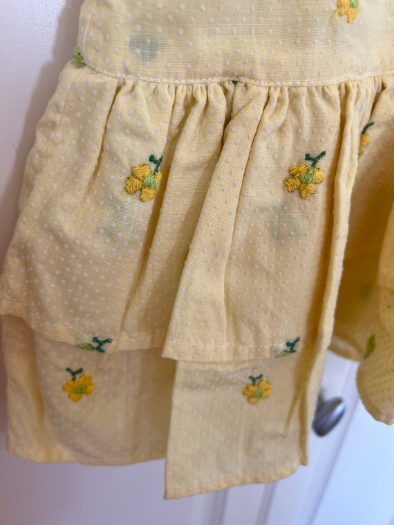 Vintage girls handmade semi sheer yellow flocked … - image 4