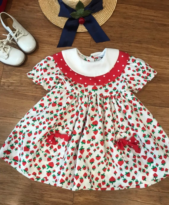 Vintage Strawberry Toddler dress by Alexis 2T 3T … - image 4