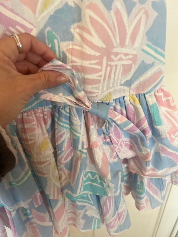 Bow Detail Flutter Sleeve Girl's Short Dress Ink Blue main image 1