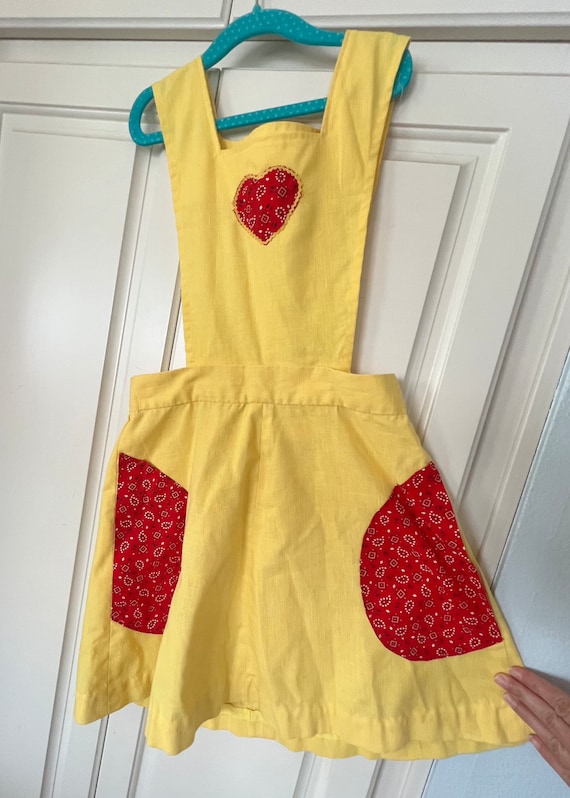 Vintage big girls, pinafore apron patchwork dress