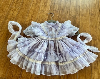 Vintage Toddler Purple Sheer Gingham Martha’s Miniatures ruffle frilly dress tagged 3T