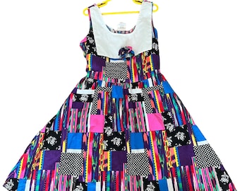 Vintage girls patchwork dress tagged 14 colorful vintage dress