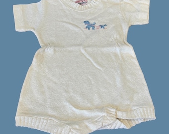 Vintage 50s 60s HealthTex knit sunsuit playsuit  with horse 12 months