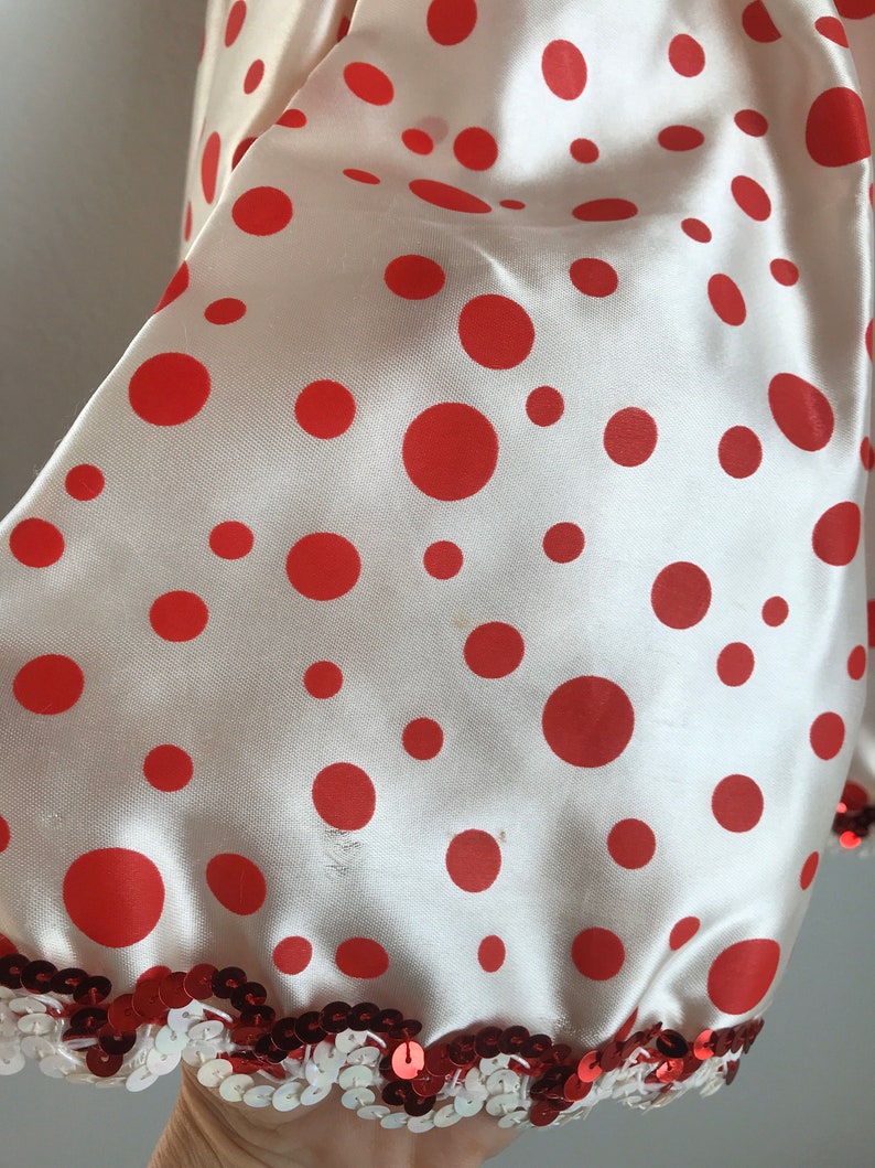 Vintage Toddler Dance Leotard Feathers Sequins Polkadots Red White 5T And Up