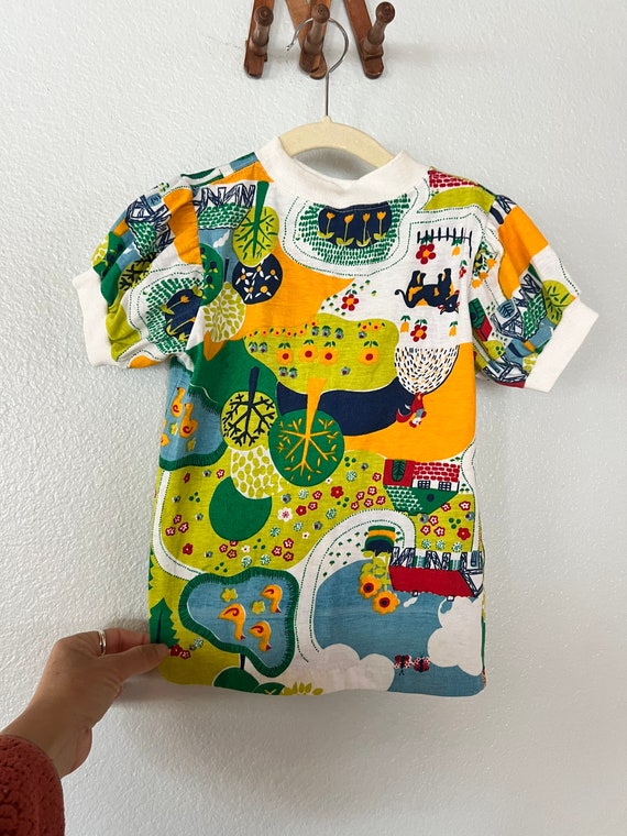 Vintage novelty print patchwork tee tagged kids 6X