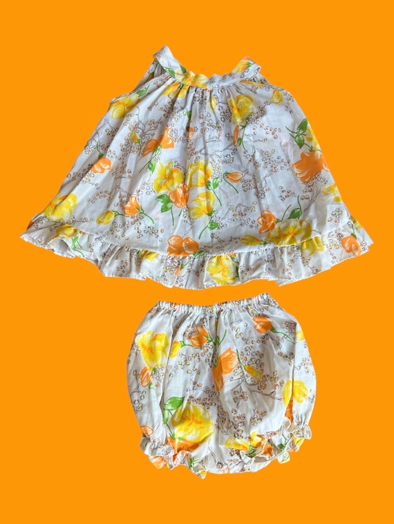 Vintage floral toddler swing top bloomer set tagg… - image 1