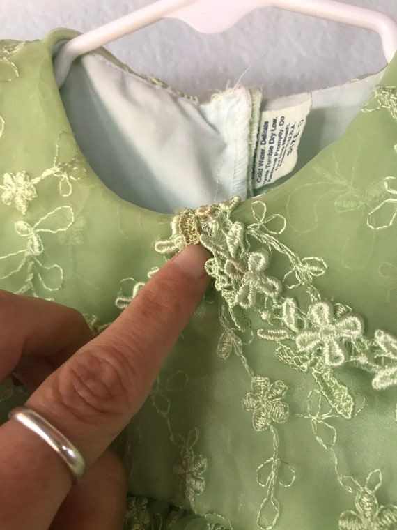 Vintage Green Sheer Floral lace Toddler Dress - image 10