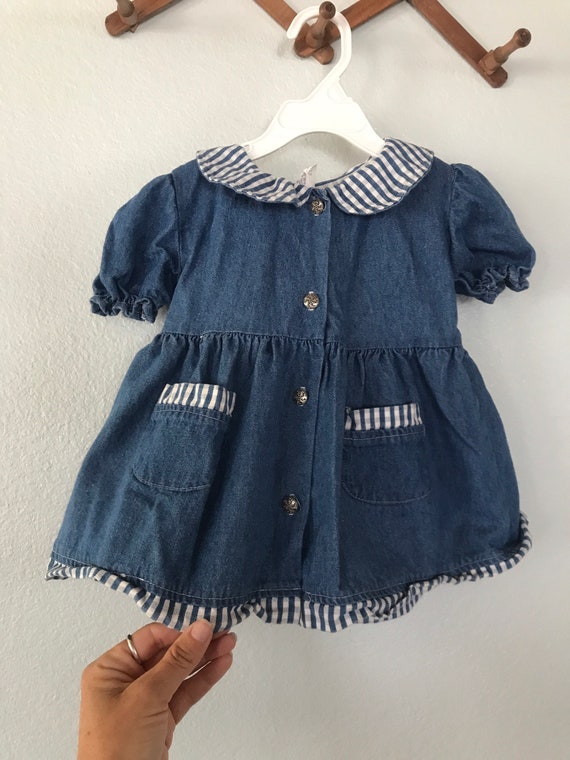 Vintage denim toddler dress tunic chambray tagged 3T