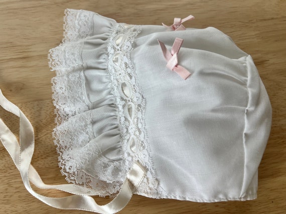 Vintage baby girl lace bonnet - image 1