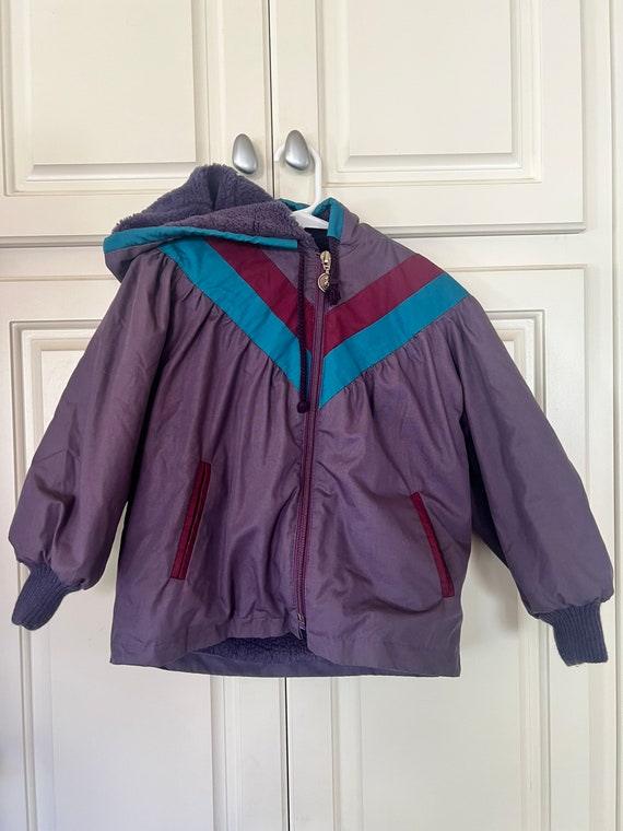 Vintage toddler O’Neill jacket purple  blue sherp… - image 5