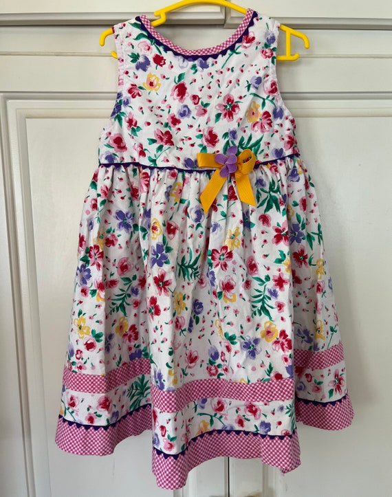 Vintage floral pinafore dress tagged 3T - image 5