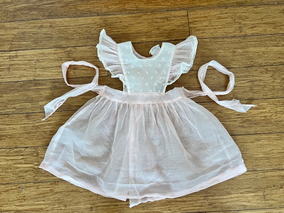 Vintage toddler Sheer pink nylon flutter sleeve p… - image 6