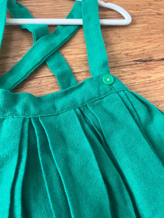Vintage toddler green suspender skirt tagged 4T p… - image 3