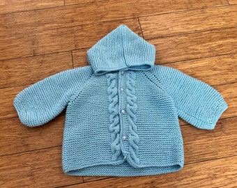 Handmade soft knit blue baby sweater