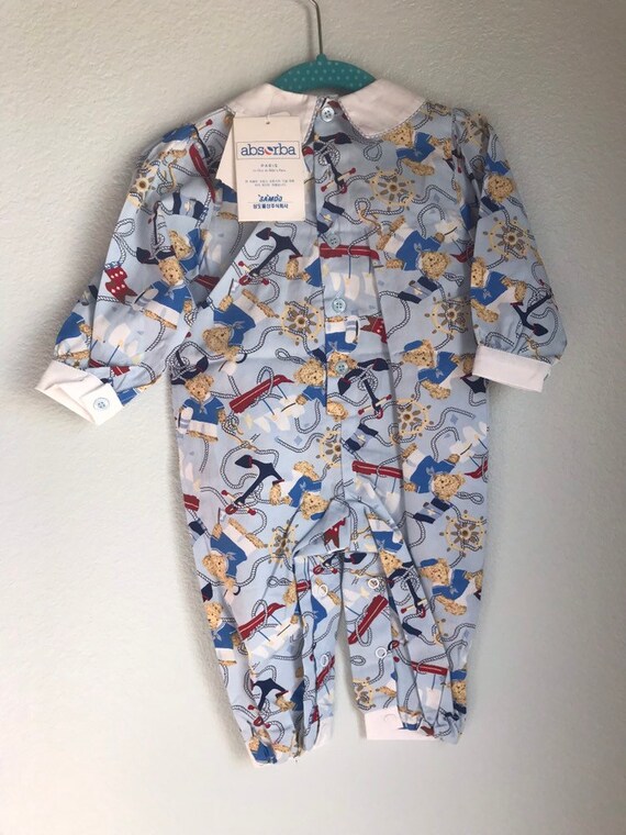 Vintage Nautical Bear Playsuit 12-18 months 18 mo… - image 3