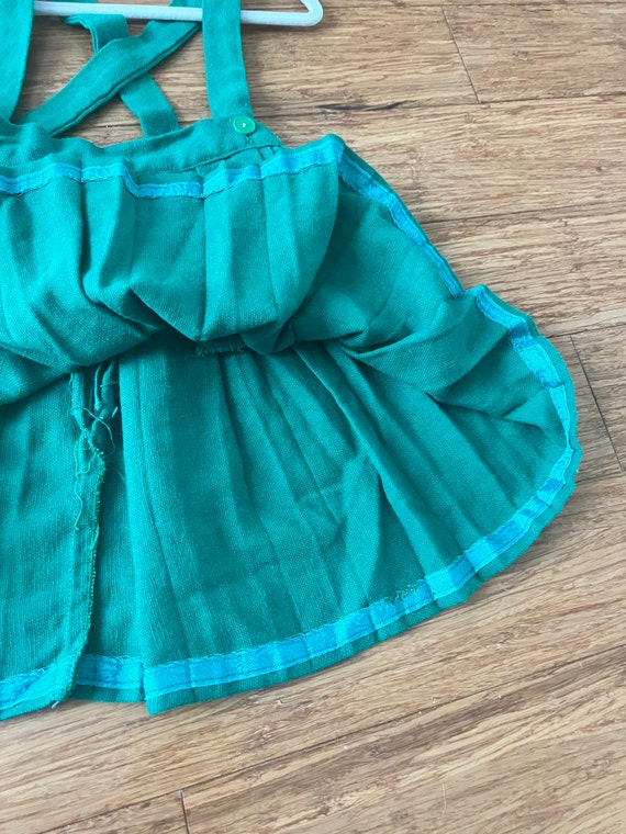 Vintage toddler green suspender skirt tagged 4T p… - image 4