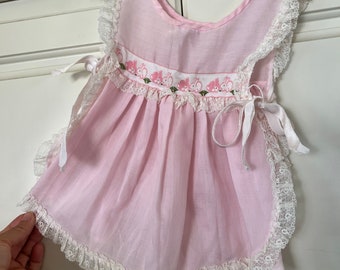 Vintage pink sheer bunny apron pinafore tunic top tagged 18 months