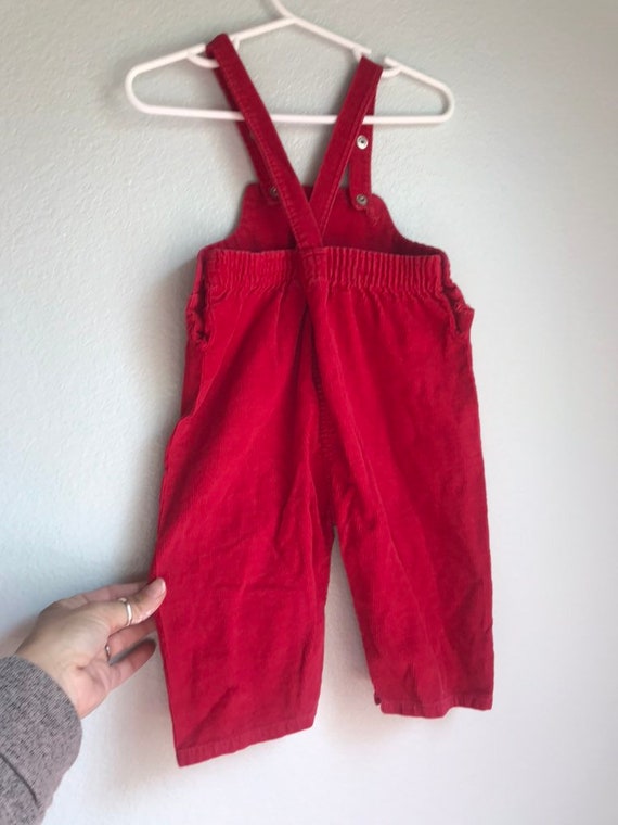 Vintage dark red corduroy poodle overalls 12-18 m… - image 3
