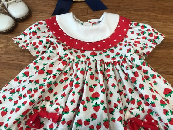 Vintage Strawberry Toddler dress by Alexis 2T 3T … - image 2