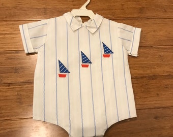 Vintage Sailor Nautical Sunsuit Romper 3-6 months