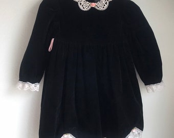 Vintage Black lace and floral Jo Lene Dress girls size 5
