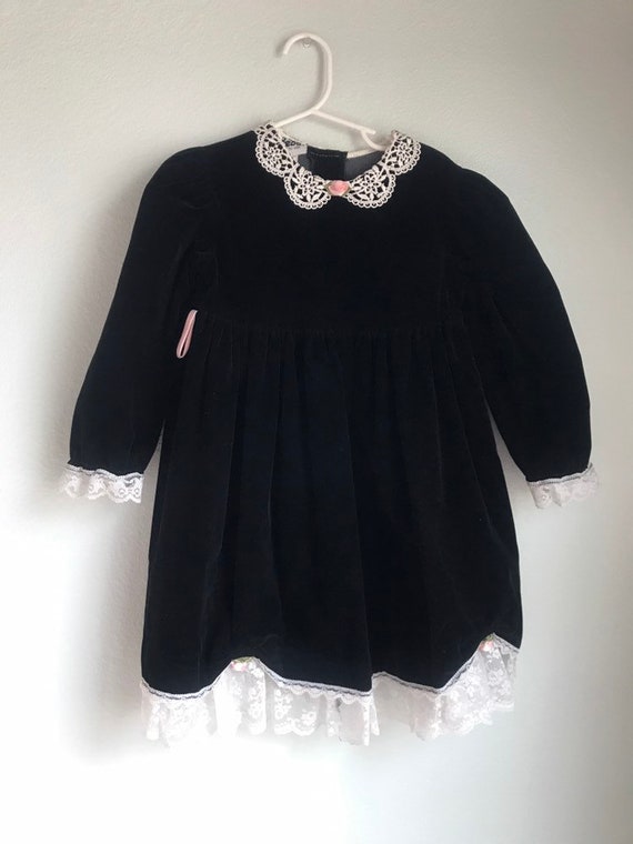 Vintage Black lace and floral Jo Lene Dress girls 