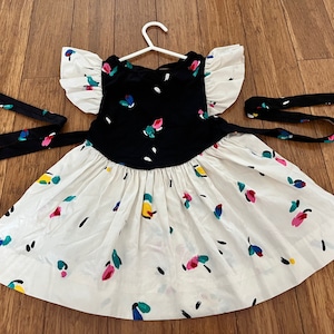 Vintage paint floral dress with flutter sleeves vintage spring tunic dress