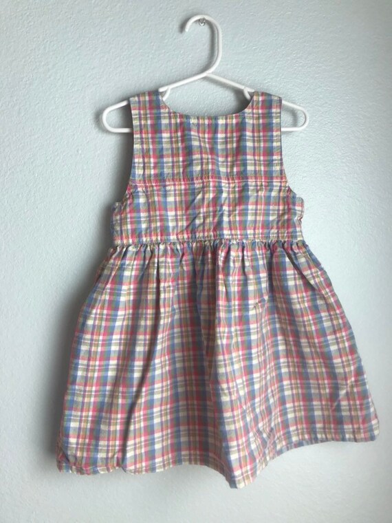 Vintage Toddler plaid floral Oshkosh dress 3T pas… - image 3