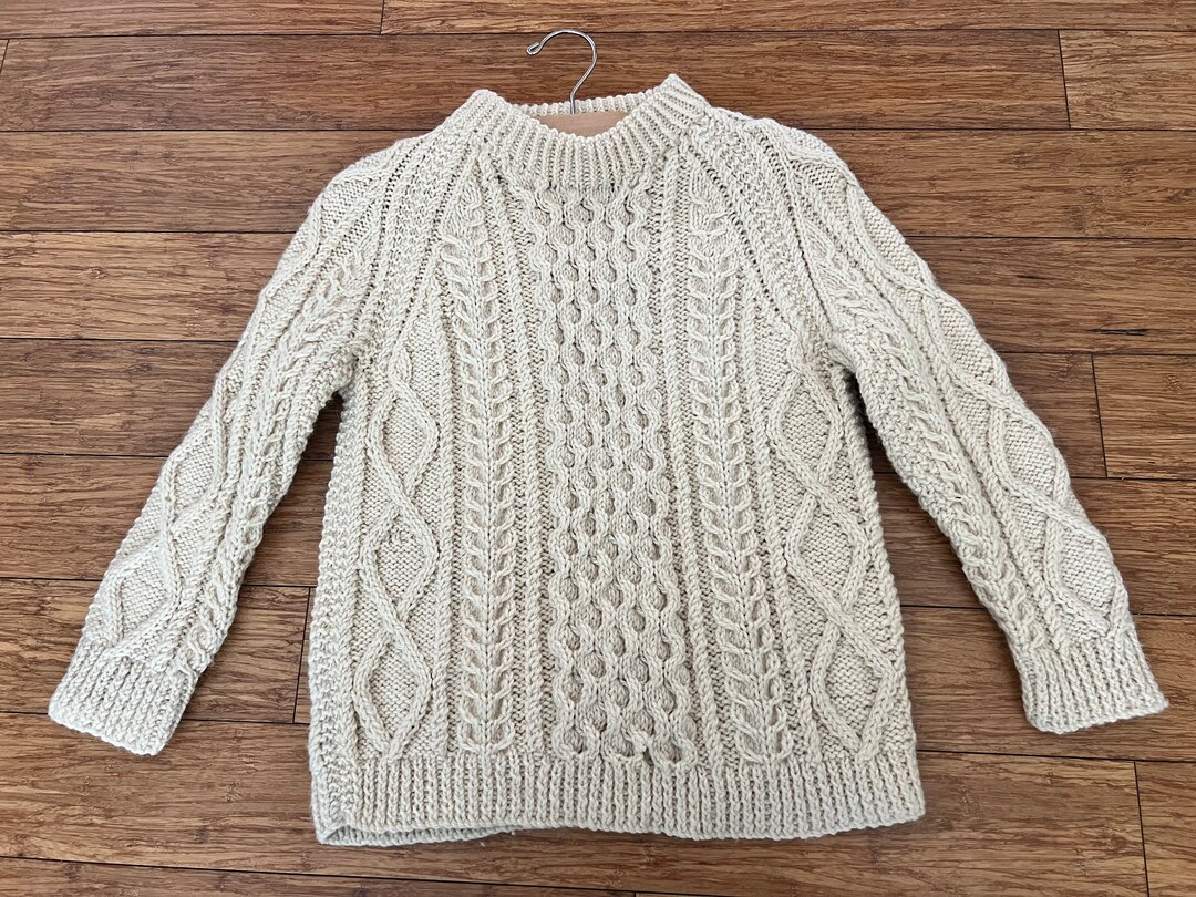 Vintage 100% Cashmere Cream Cable Knit Sweater