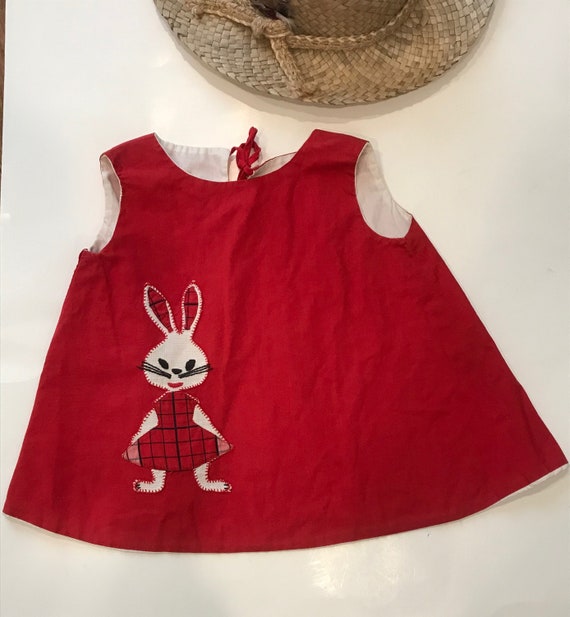 Vintage Toddler handmade swing top with rabbit bu… - image 6