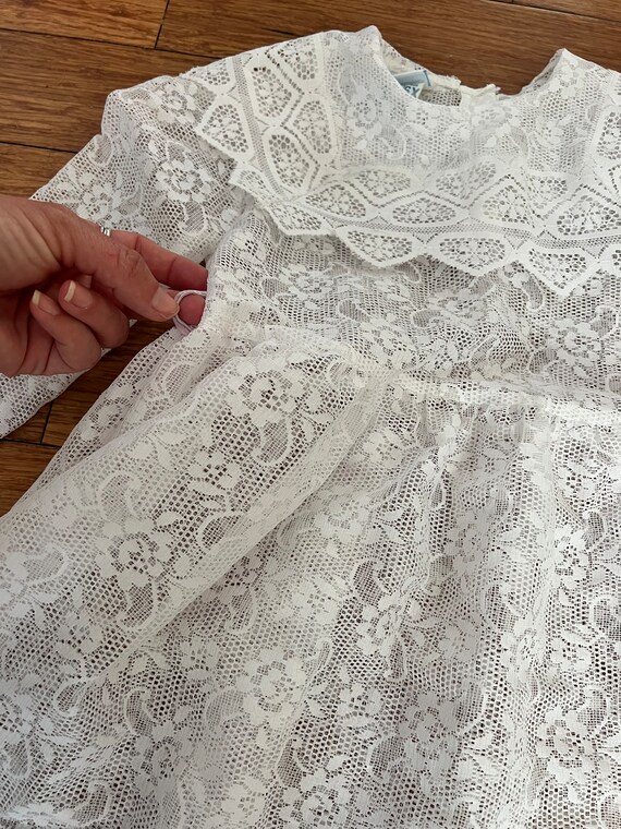 Vintage girls lace white dress tagged 6X by Bonni… - image 2