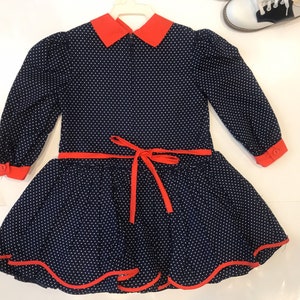 Vintage Toddler Cat Polkadot Dress Tagged 2T image 4