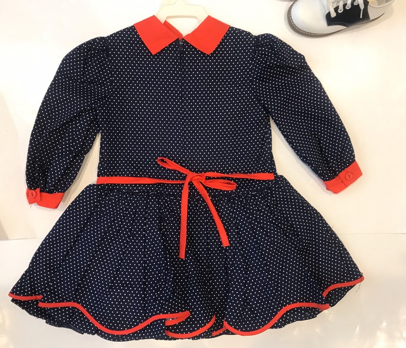 Vintage Toddler Cat Polkadot Dress Tagged 2T image 4