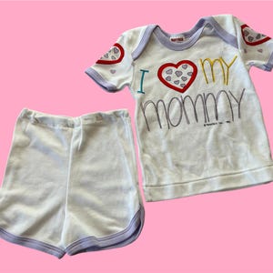 vintage baby girl I love Mommy set tagged 0-6 months runs larger imo
