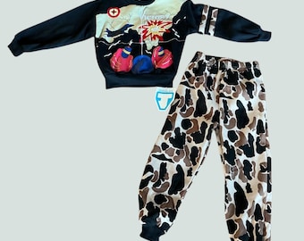Conjunto deportivo vintage Joggles Deadstock de piloto de combate con estampado de camuflaje, talla M para niños (5/6).