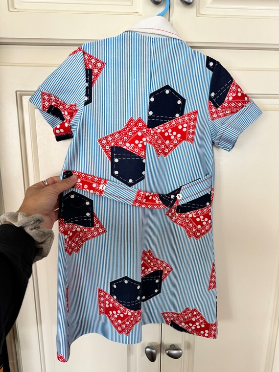 Vintage toddler patchwork polyester mod dress - image 5