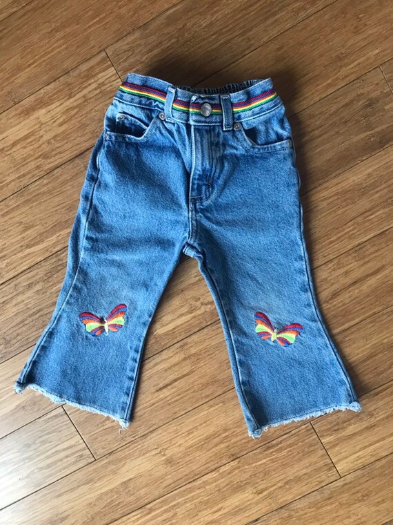 rainbow bell bottom jeans