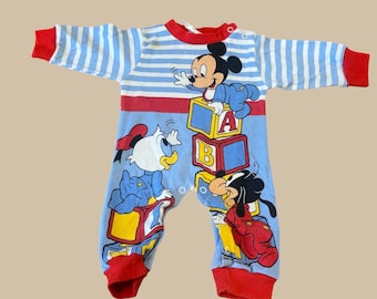 Vintage rare baby Disney character romper mickey, Donald, goofy tagged 0-6 months