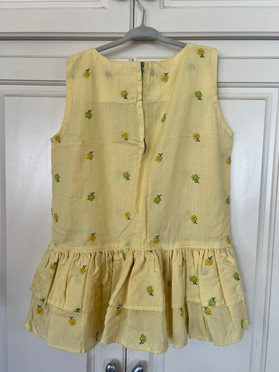 Vintage girls handmade semi sheer yellow flocked … - image 6