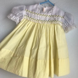 Vintage sheer yellow floral swiss dot C.I. castro dress 12 months