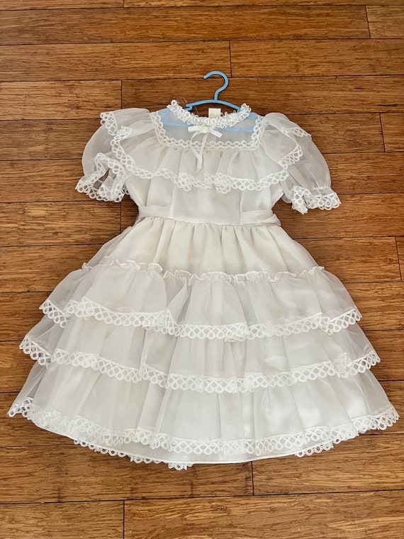 Vintage white sheer lace dress tagged girls 8