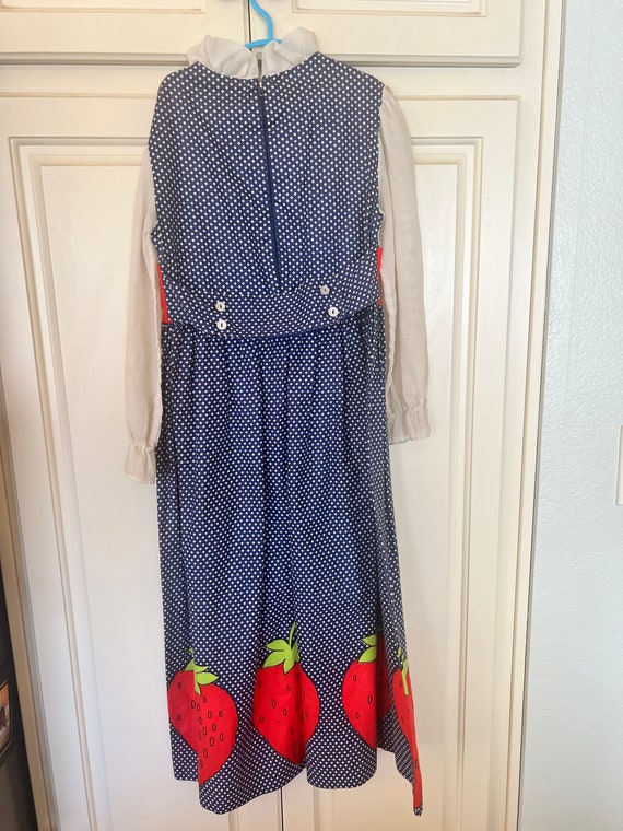 Vintage girls sheer strawberry maxi dress - image 8