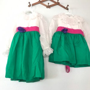 Vintage Sister Set Sheer Lace floral green one tagged 6X one 2T/3T