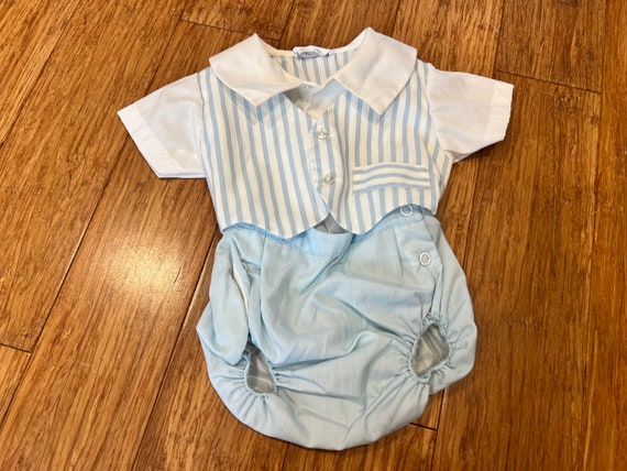 Vintage newborn baby sunsuit outfit - image 1